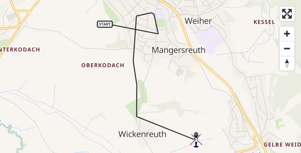Flugroute Polizeihubschrauber Kulmbach - Kulmbach, 19 Juni 2026, 20:40