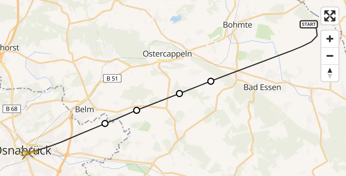 Flugroute Ambulanzhubschrauber Bad Essen - Osnabrück, 20 Juni 2026, 03:47