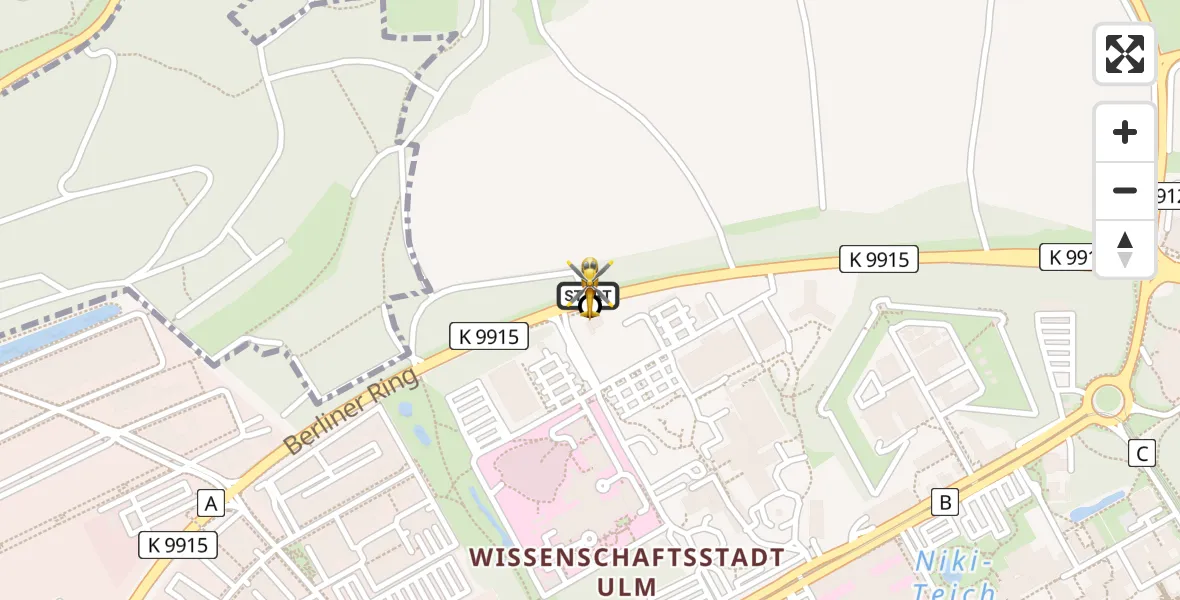 Flugroute Rettungshubschrauber Ulm Military Hospital Emergency - ADAC Air Rescue Station Ulm (Christoph 22), 20 Juni 2026, 04:54