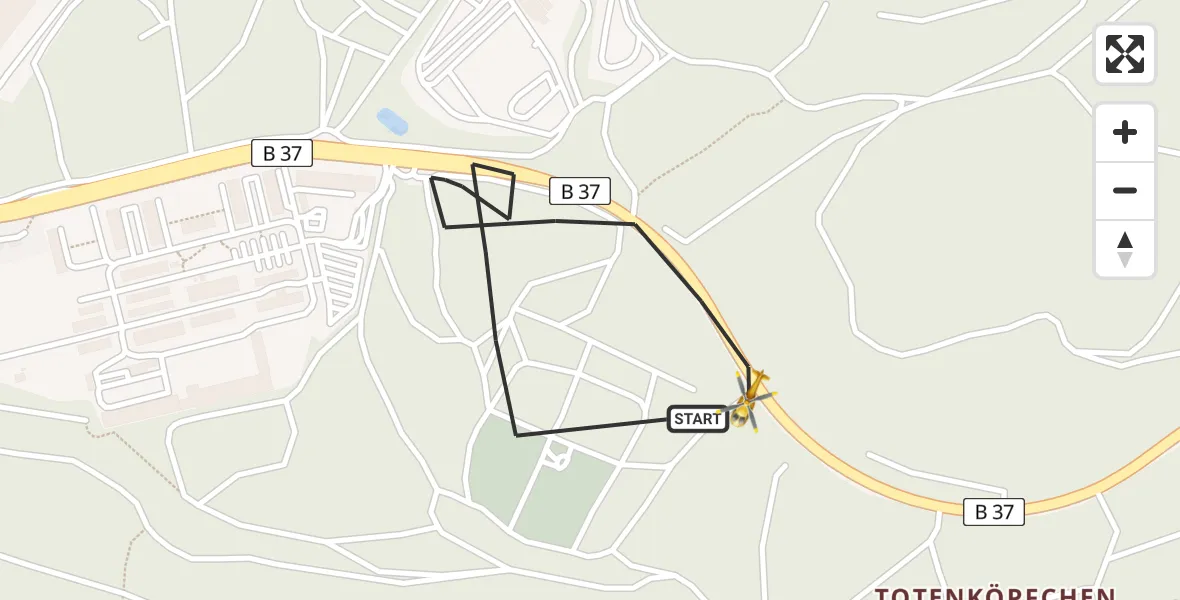 Flugroute Rettungshubschrauber Kaiserslautern - Kaiserslautern, 20 Juni 2026, 06:08
