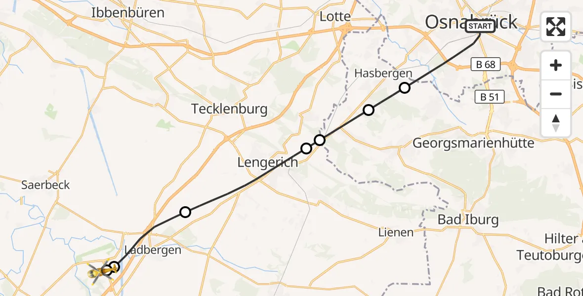 Flugroute Ambulanzhubschrauber Osnabrück - Christoph  Westfalen-ADAC, 20 Juni 2026, 06:19