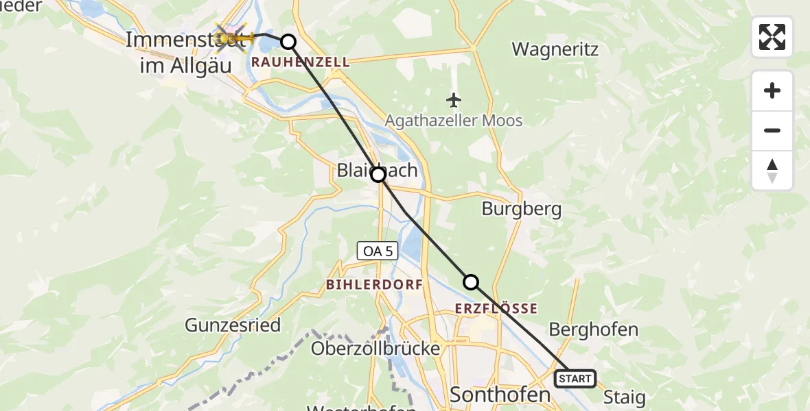 Flugroute Rettungshubschrauber Sonthofen - Immenstadt i.Allgäu, 20 Juni 2026, 09:37