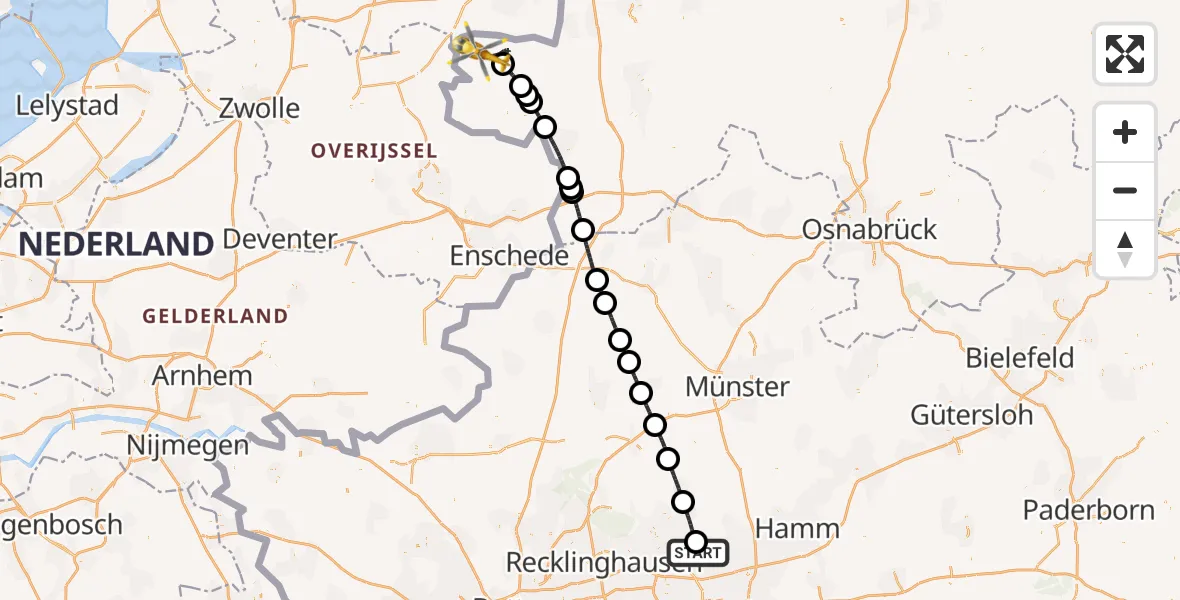 Flugroute Rettungshubschrauber Lünen - Emlichheim, 20 Juni 2026, 11:26