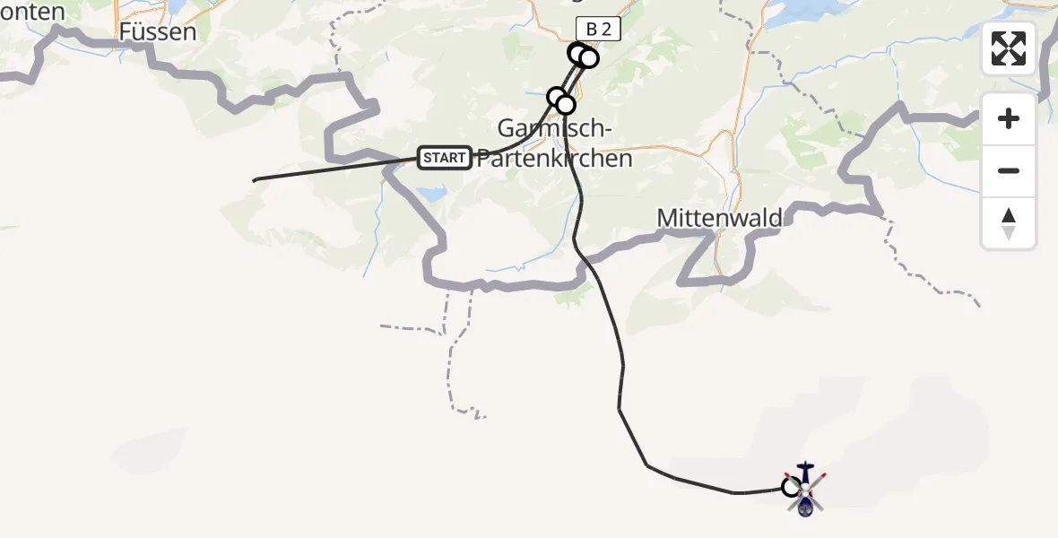 Flugroute Polizeihubschrauber Garmisch-Partenkirchen - Innsbruck Air Rescue Center ÖAMTC Heliport, 20 Juni 2026, 12:03