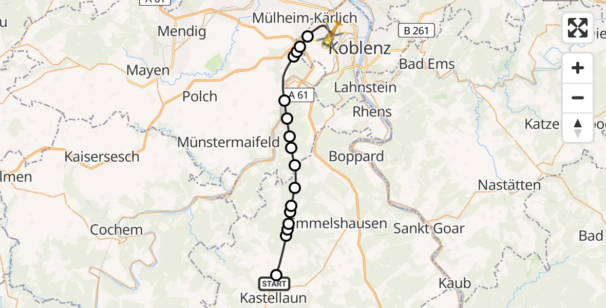 Flugroute Rettungshubschrauber Uhler - Koblenz, 20 Juni 2026, 12:07