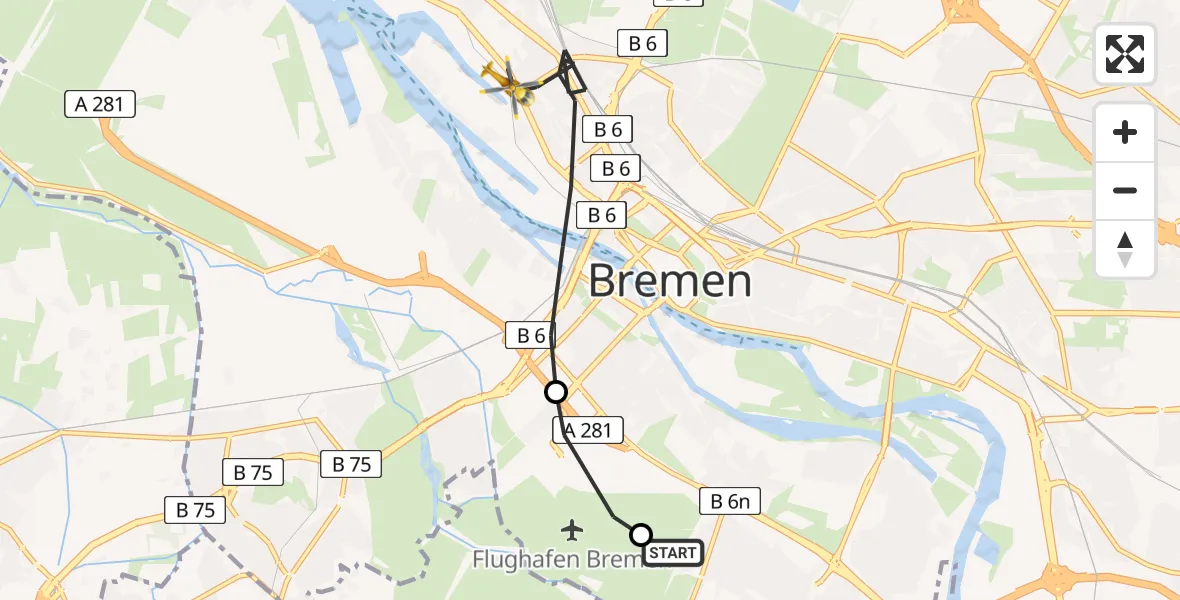 Flugroute Rettungshubschrauber Bremen - Bremen, 20 Juni 2026, 12:57