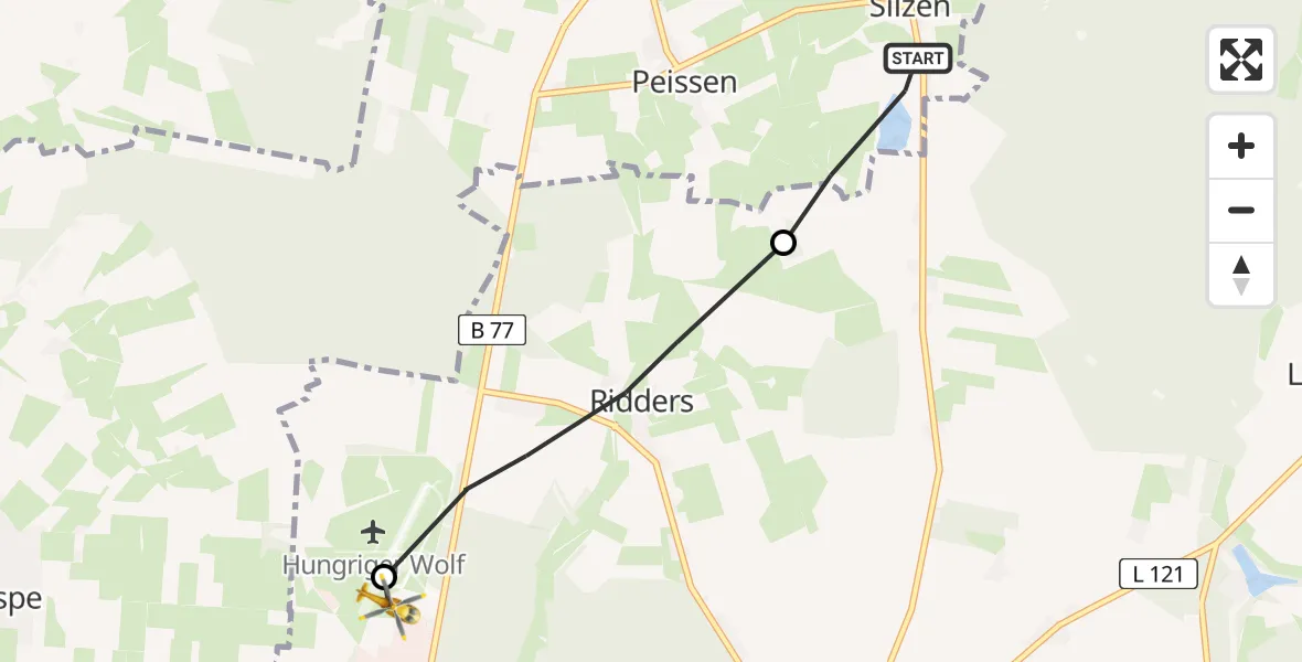 Flugroute Rettungshubschrauber Silzen - Itzehoe Hungriger Wolf Flugplatz, 20 Juni 2026, 13:16