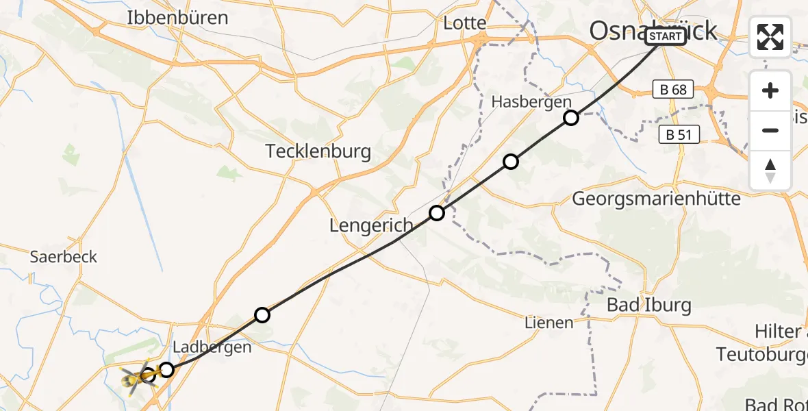 Flugroute Ambulanzhubschrauber Osnabrück - Christoph  Westfalen-ADAC, 20 Juni 2026, 14:17