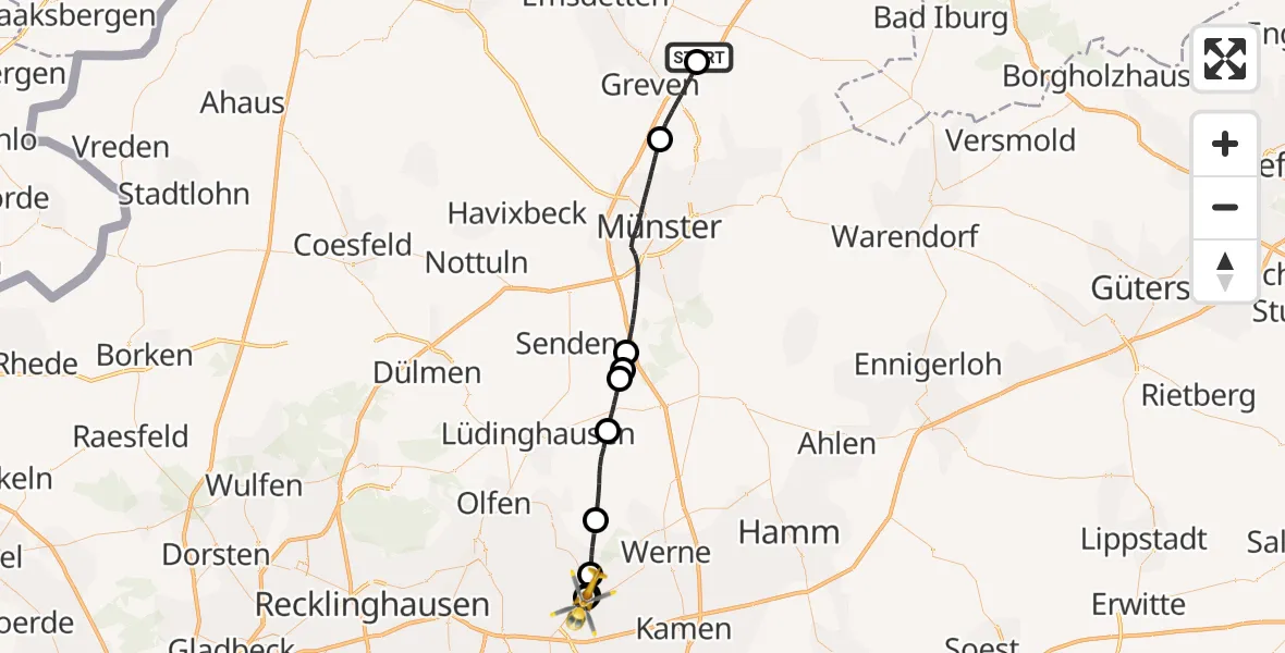 Flugroute Rettungshubschrauber Christoph  Westfalen-ADAC - Sankt Marien Hospital, 20 Juni 2026, 14:17