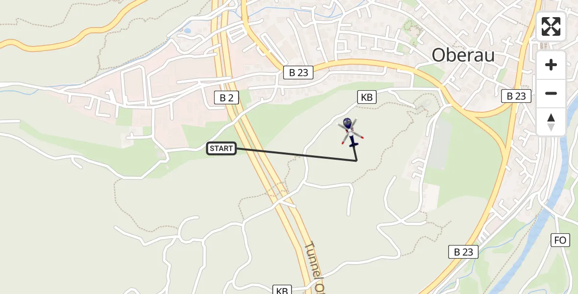 Flugroute Polizeihubschrauber Oberau - Oberau, 20 Juni 2026, 14:41