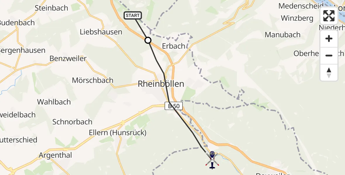 Flugroute Polizeihubschrauber Perscheid - Seibersbach, 20 Juni 2026, 15:05