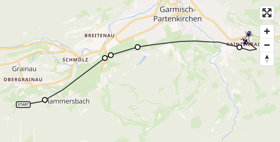 Flugroute Polizeihubschrauber Brandweg Hubschrauberlandeplatz - Garmisch-Partenkirchen Clinic Hubschrauberlandeplatz, 20 Juni 2026, 15:39