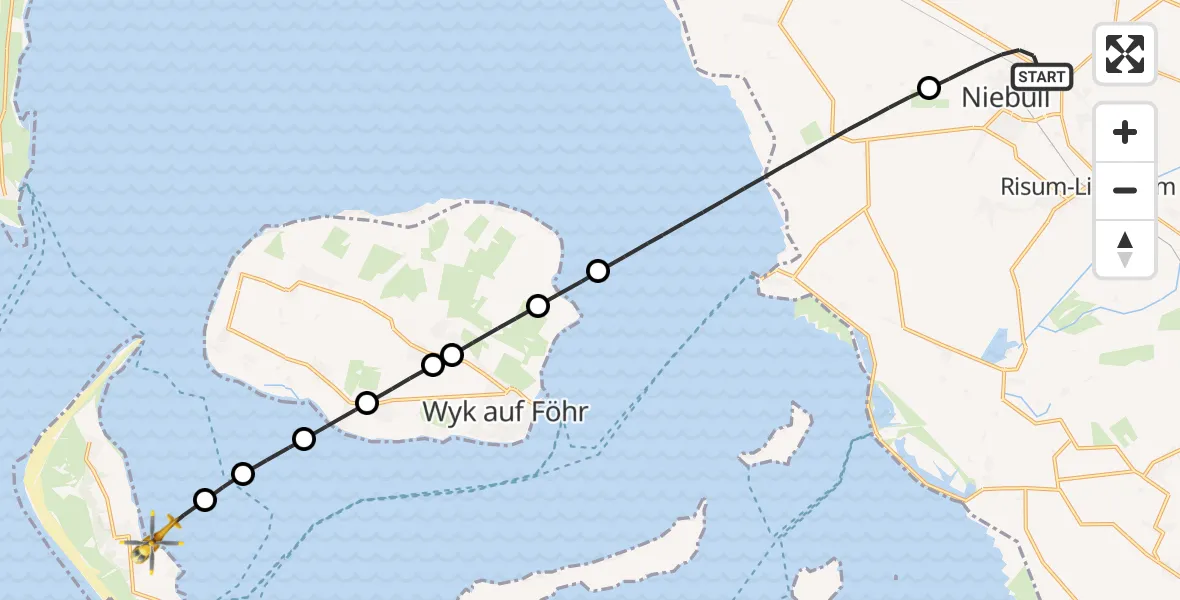 Flugroute Rettungshubschrauber Niebüll - Nebel, 20 Juni 2026, 15:55