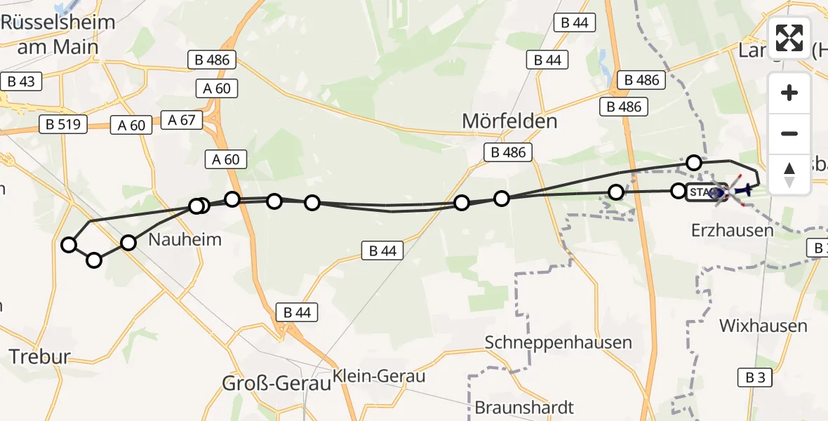 Flugroute Polizeihubschrauber Flughafen Frankfurt-Egelsbach - Flughafen Frankfurt-Egelsbach, 20 Juni 2026, 16:26