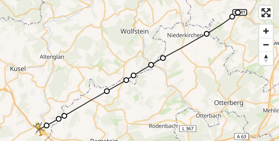 Flugroute Rettungshubschrauber Imsweiler UL - Glan-Münchweiler, 20 Juni 2026, 18:02