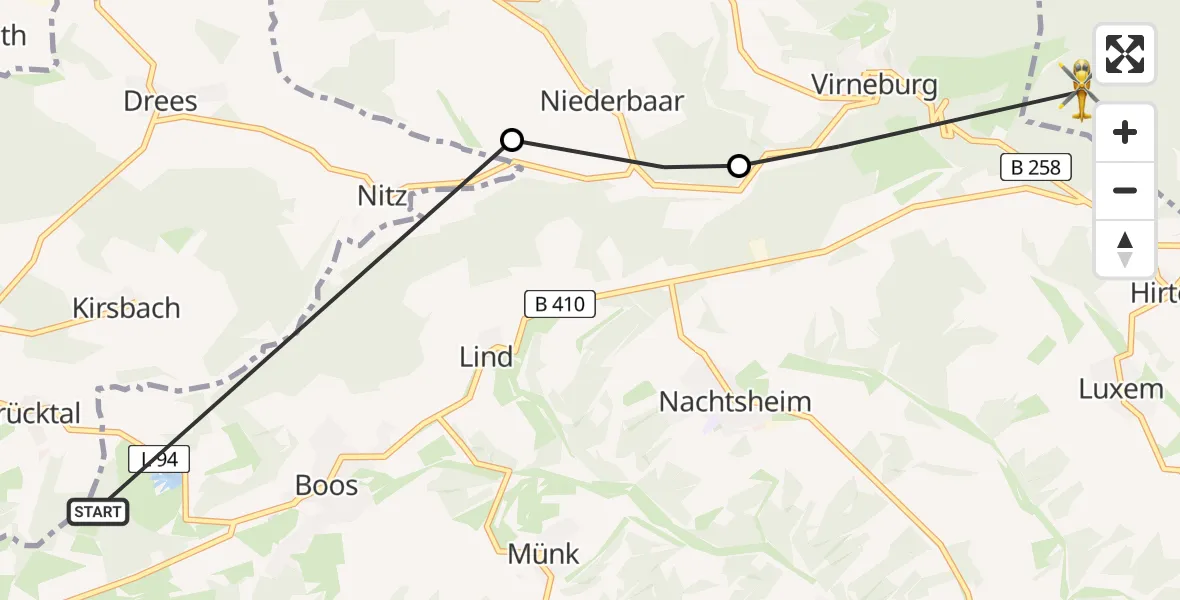 Flugroute Ambulanzhubschrauber Boos - Mayen, 20 Juni 2026, 18:34