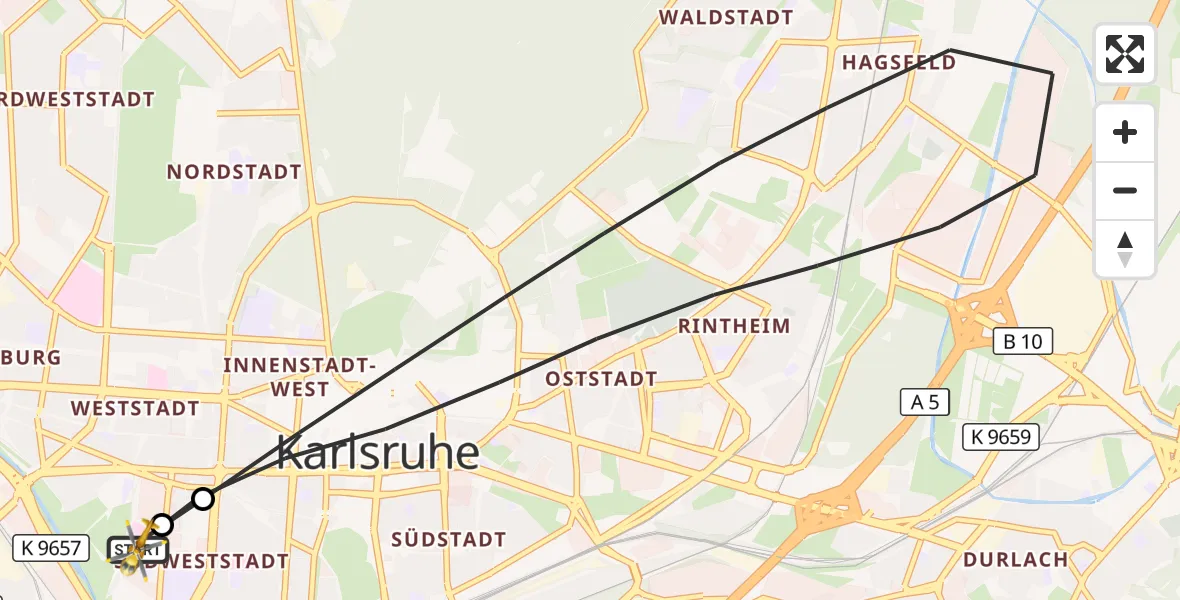 Flugroute Ambulanzhubschrauber Sankt Vincentius Hospital - Sankt Vincentius Hospital, 20 Juni 2026, 18:55