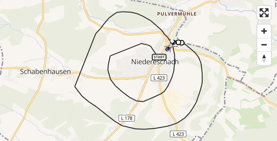Flugroute Polizeihubschrauber Niedereschach - Niedereschach, 20 Juni 2026, 18:59