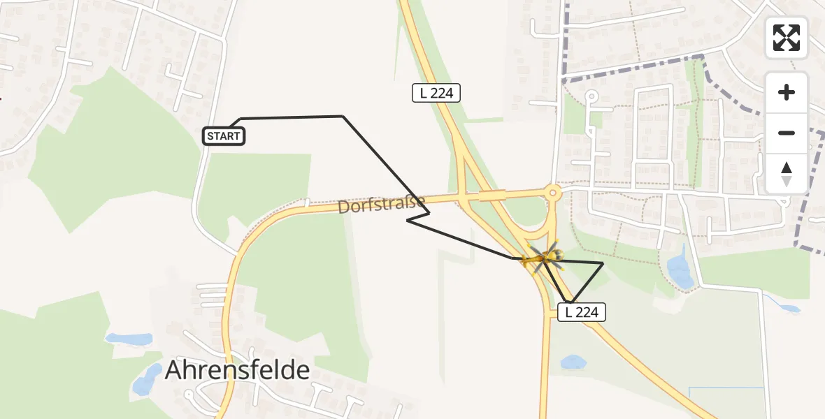Flugroute Ambulanzhubschrauber Ahrensburg - Ahrensburg, 20 Juni 2026, 19:06