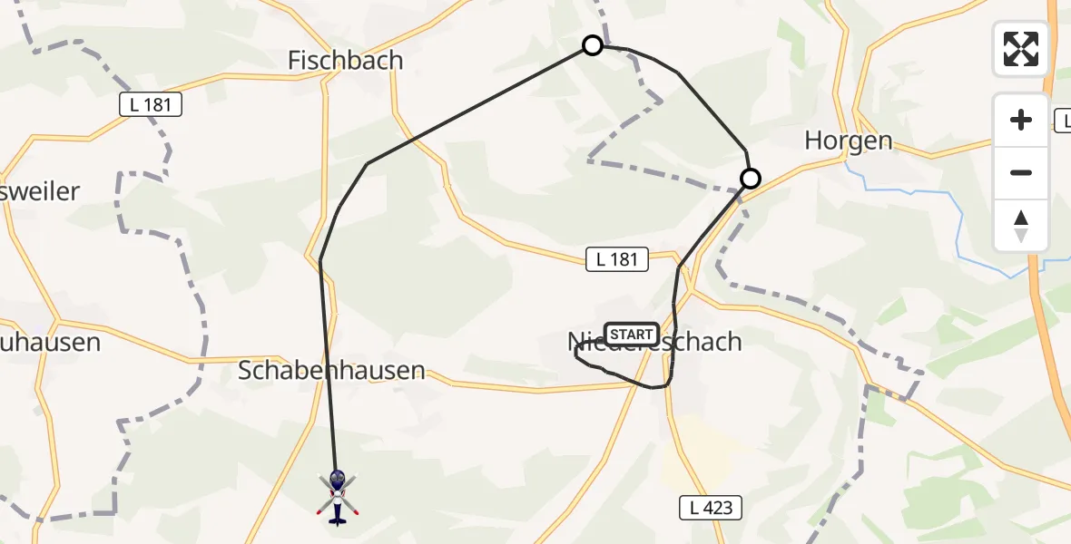 Flugroute Polizeihubschrauber Niedereschach - Niedereschach, 20 Juni 2026, 19:22