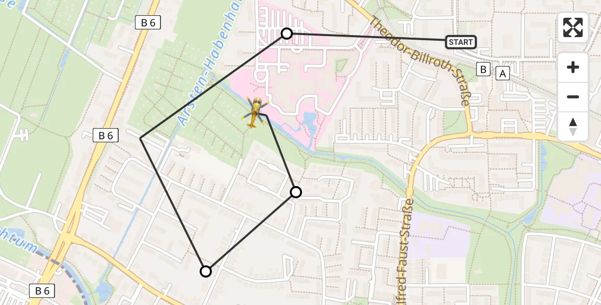 Flugroute Rettungshubschrauber Bremen - ADAC Air Rescue Station Bremen Hubschrauberlandeplatz (Christoph 6), 20 Juni 2026, 19:41