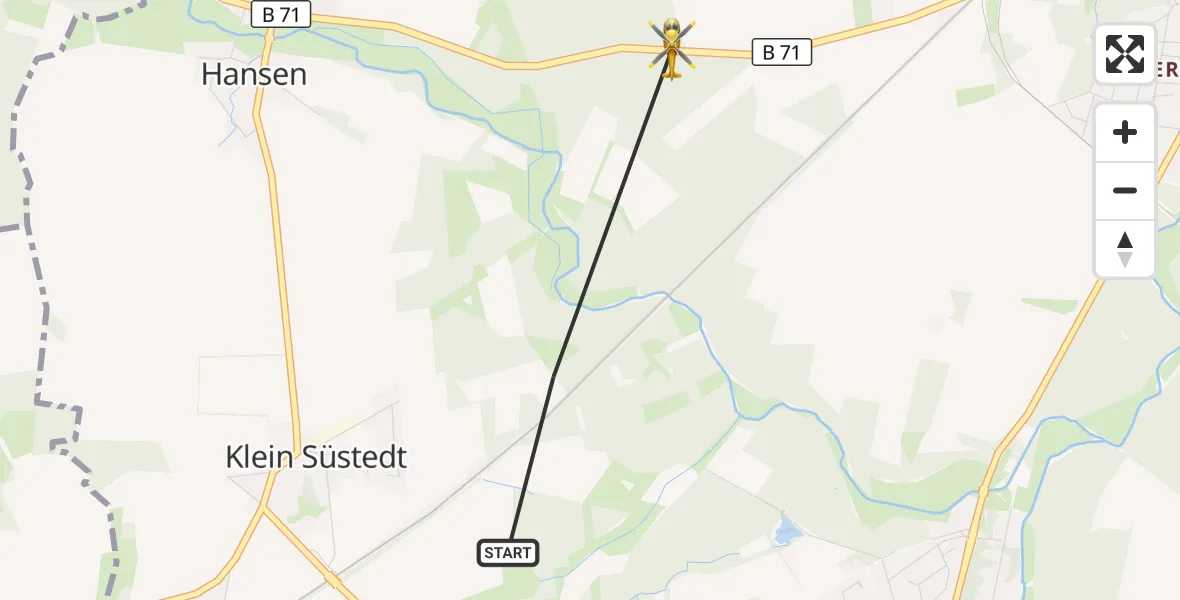 Flugroute Rettungshubschrauber Uelzen - Uelzen, 21 Juni 2026, 06:23