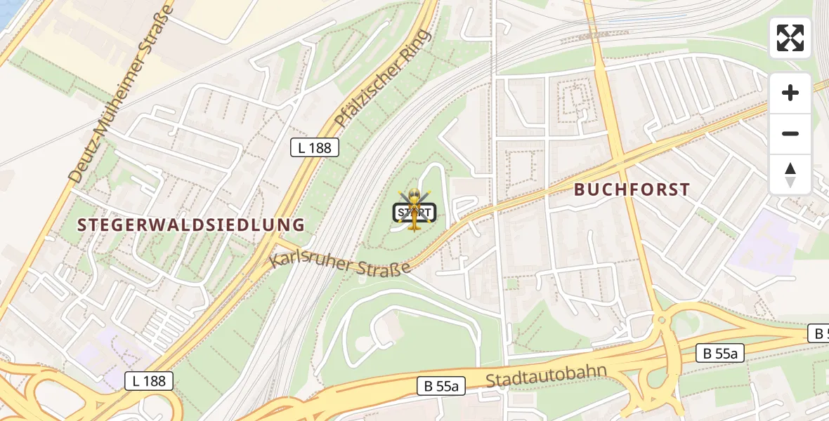 Flugroute Rettungshubschrauber Kalkberg Hubschrauberlandeplatz - Kalkberg Hubschrauberlandeplatz, 21 Juni 2026, 08:03