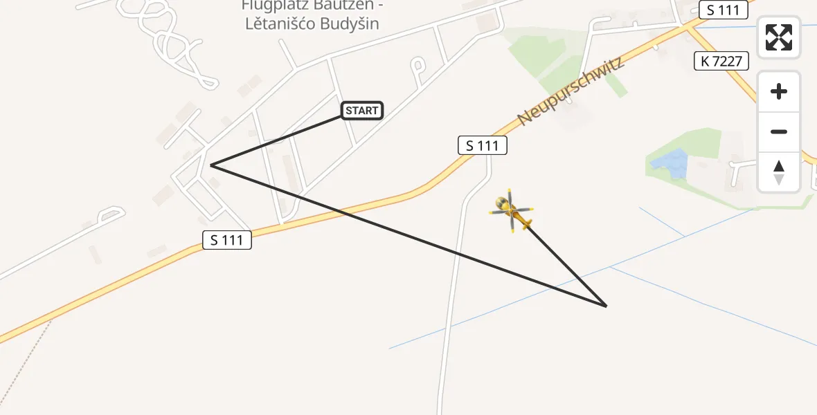 Flugroute Rettungshubschrauber Kubschütz - Kubschütz, 21 Juni 2026, 08:30