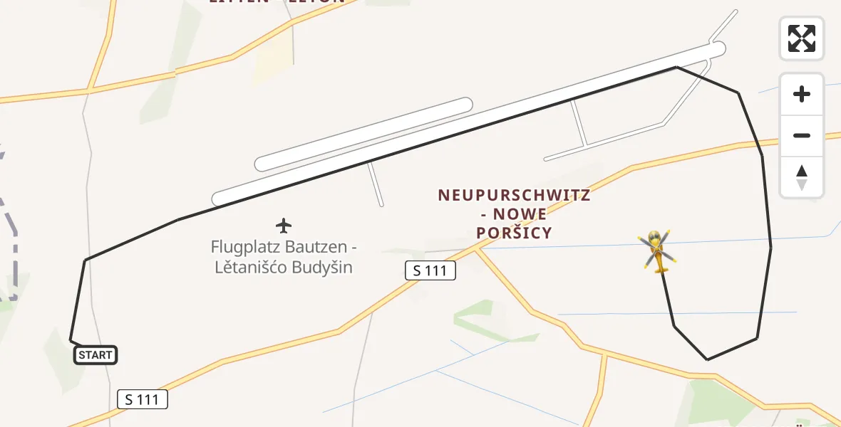 Flugroute Rettungshubschrauber Kubschütz - Kubschütz, 21 Juni 2026, 08:36