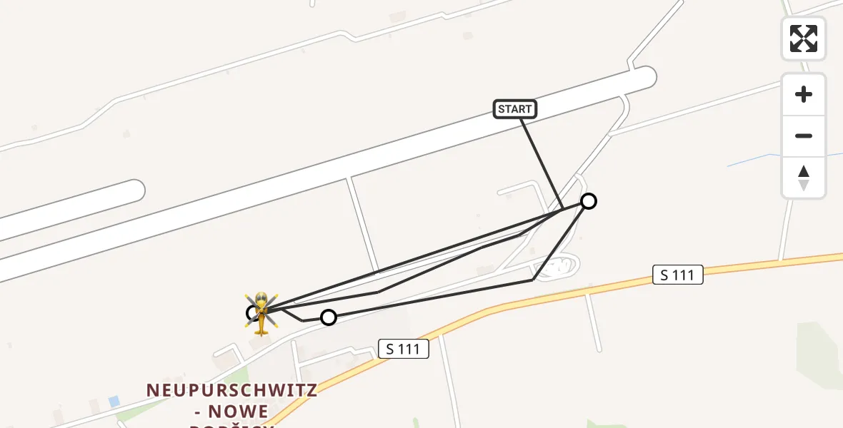 Flugroute Rettungshubschrauber Kubschütz - Bautzen Flugplatz, 21 Juni 2026, 08:43