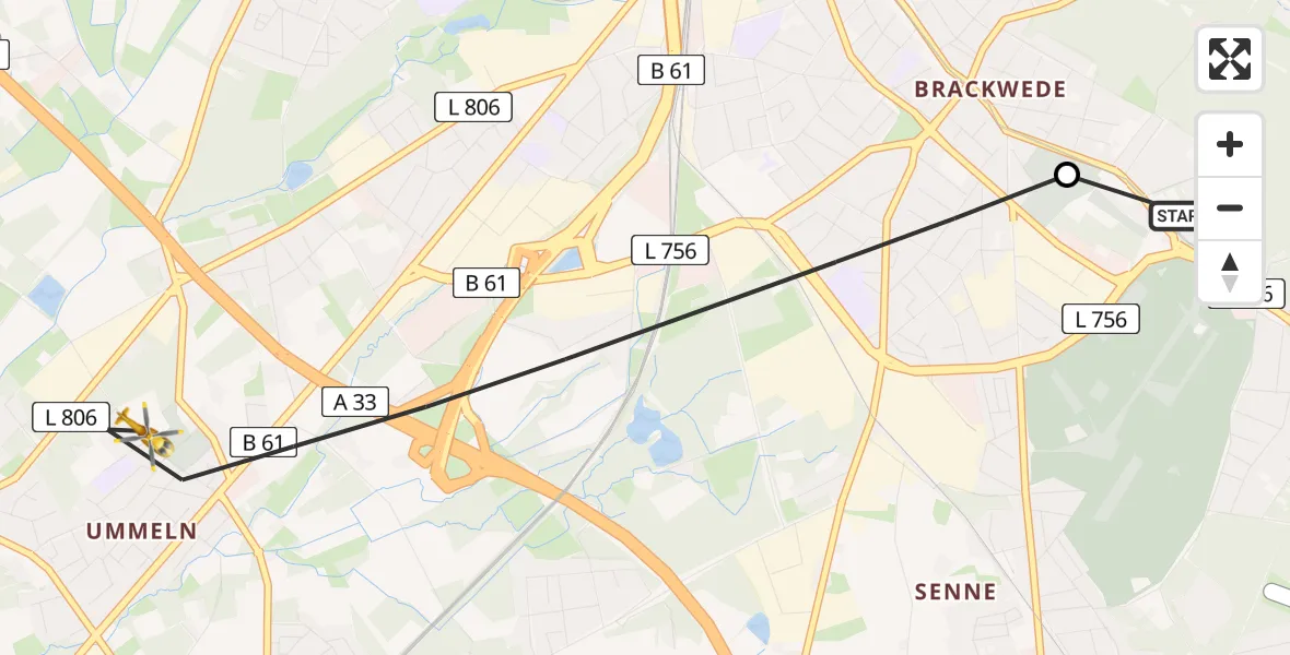 Flugroute Rettungshubschrauber Luftrettungszentrum Bielefeld - Bielefeld, 21 Juni 2026, 08:54