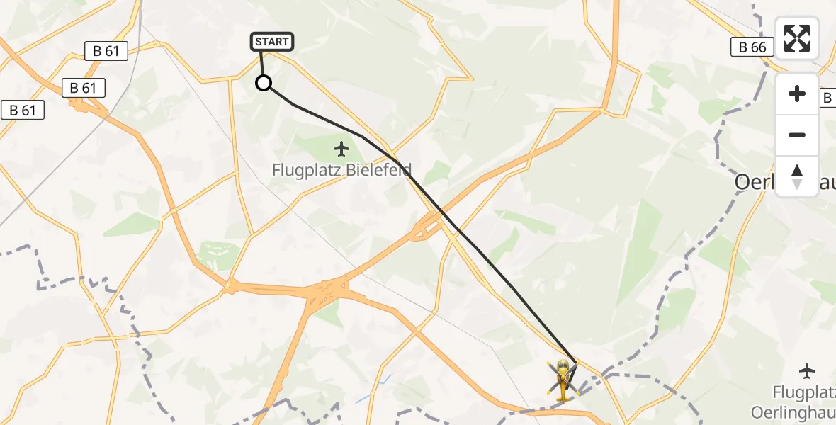 Flugroute Rettungshubschrauber Luftrettungszentrum Bielefeld - Bielefeld, 21 Juni 2026, 10:16