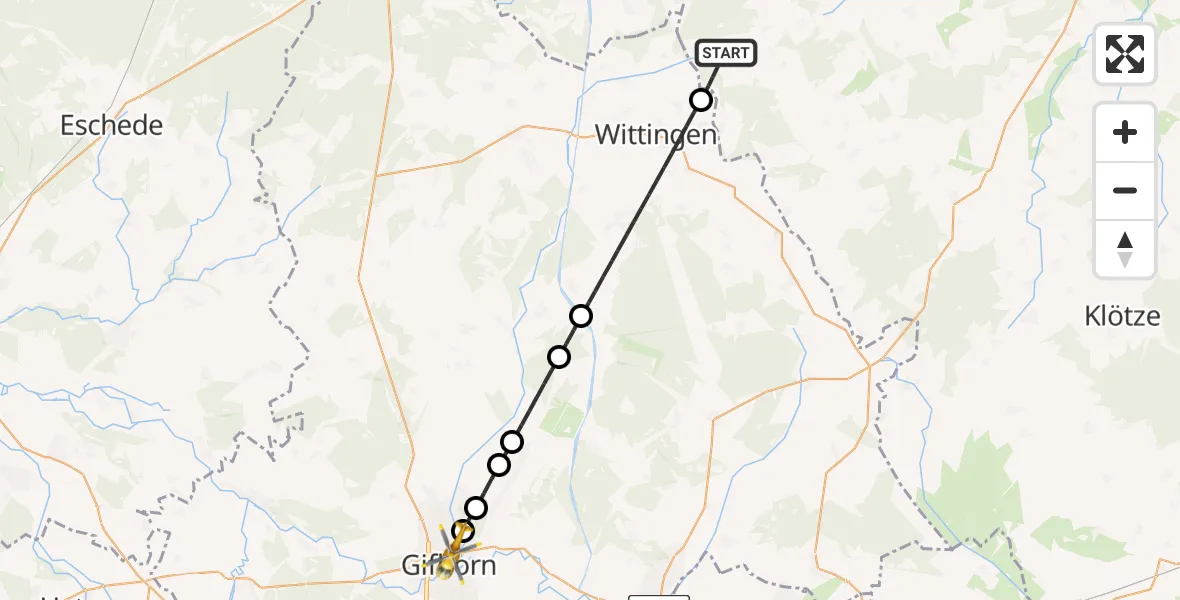 Flugroute Rettungshubschrauber Diesdorf - Gifhorn, 21 Juni 2026, 11:18