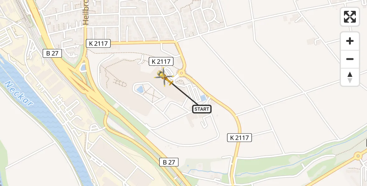 Flugroute Rettungshubschrauber Bad Friedrichshall - Bad Friedrichshall, 21 Juni 2026, 12:16