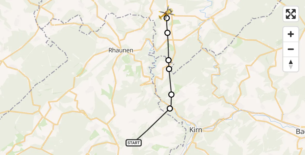 Flugroute Rettungshubschrauber Niederhosenbach - Dickenschied, 21 Juni 2026, 12:20