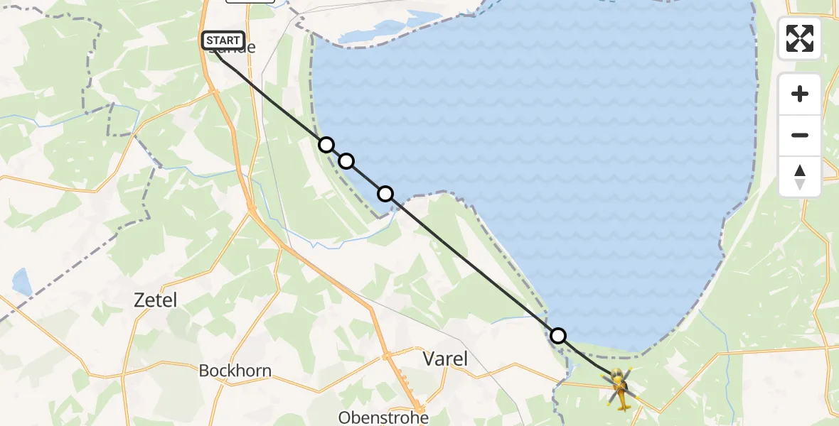 Flugroute Rettungshubschrauber Sande - Jade, 21 Juni 2026, 13:53