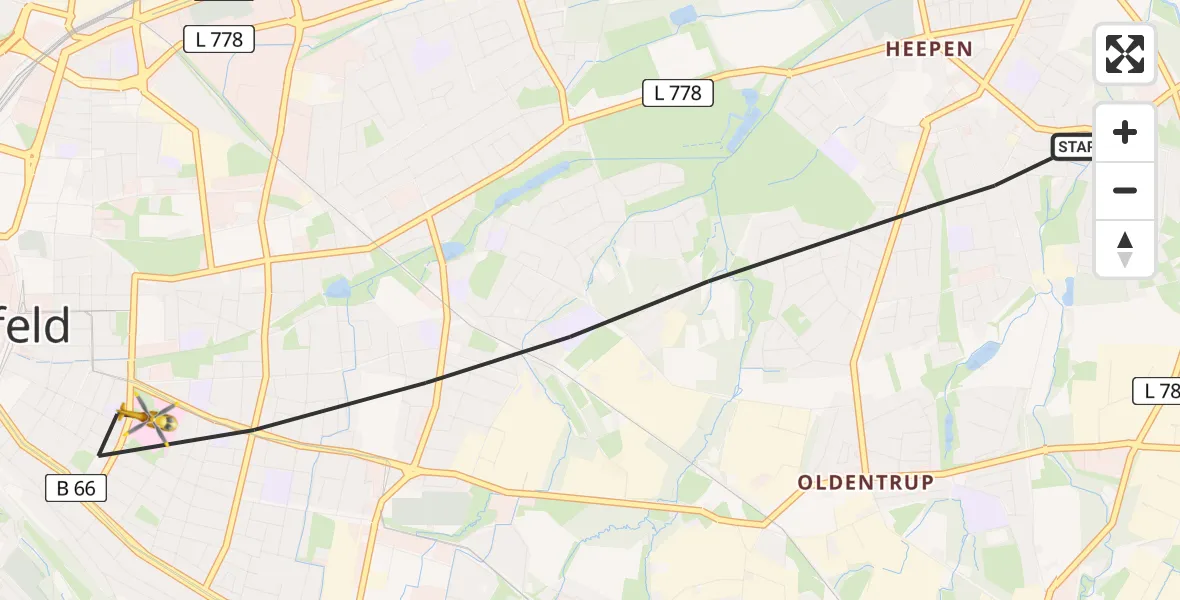 Flugroute Rettungshubschrauber Bielefeld - Bielefeld, 21 Juni 2026, 15:00