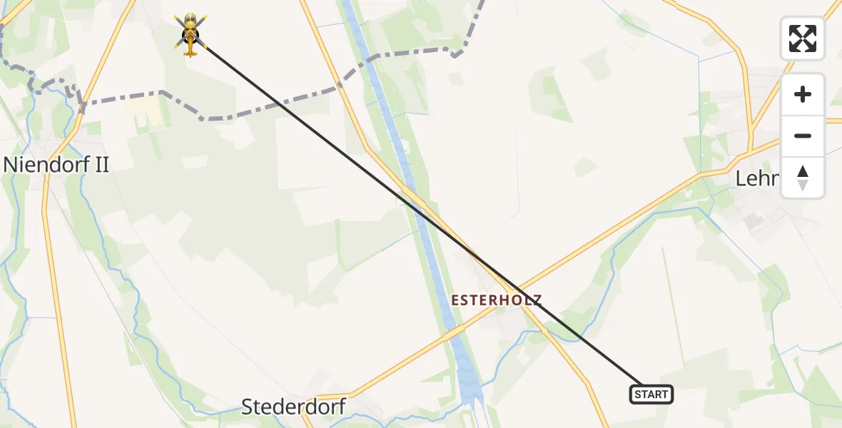 Flugroute Rettungshubschrauber Wrestedt - Uelzen, 21 Juni 2026, 16:57