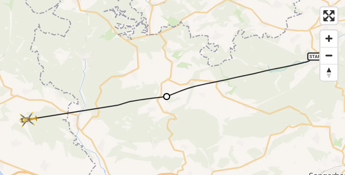Flugroute Rettungshubschrauber Sangerhausen - Urbach, 21 Juni 2026, 18:19