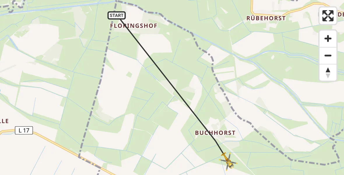 Flugroute Rettungshubschrauber Rhinow - Rhinow, 21 Juni 2026, 19:43