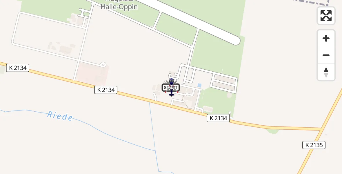 Flugroute Polizeihubschrauber Halle-Oppin Flugplatz - Halle-Oppin Flugplatz, 22 Juni 2026, 06:01