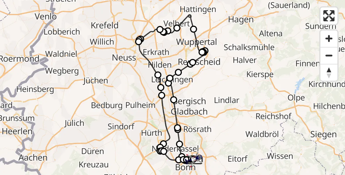 Flugroute Polizeihubschrauber Bonn-Hangelar Flugplatz - Sankt Augustin, 22 Juni 2026, 06:45