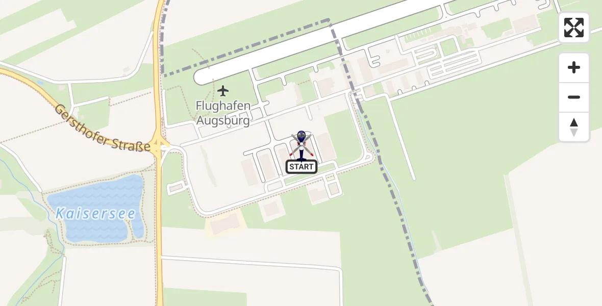 Flugroute Polizeihubschrauber Augsburg Flughafen - Augsburg Flughafen, 22 Juni 2026, 07:28