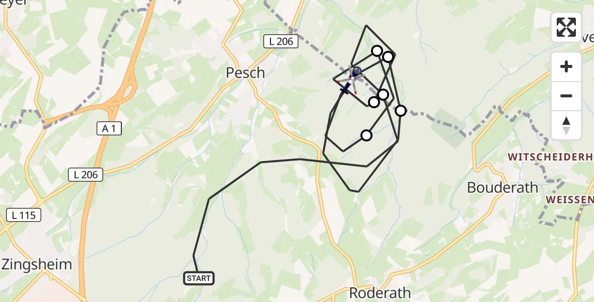 Flugroute Polizeihubschrauber Nettersheim - Nettersheim, 22 Juni 2026, 07:32