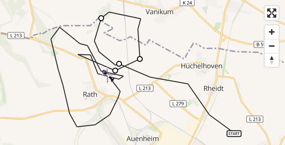 Flugroute Polizeihubschrauber Bergheim - Bedburg, 22 Juni 2026, 08:05