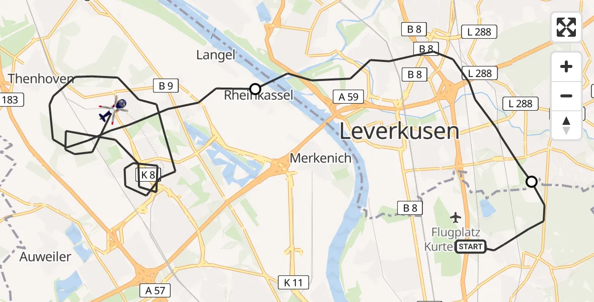 Flugroute Polizeihubschrauber Köln - Köln, 22 Juni 2026, 08:15