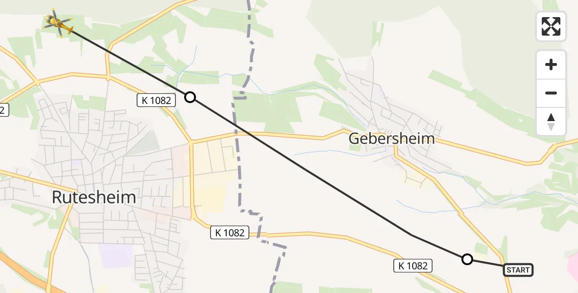 Flugroute Rettungshubschrauber Leonberg Hospital - Rutesheim, 22 Juni 2026, 10:40