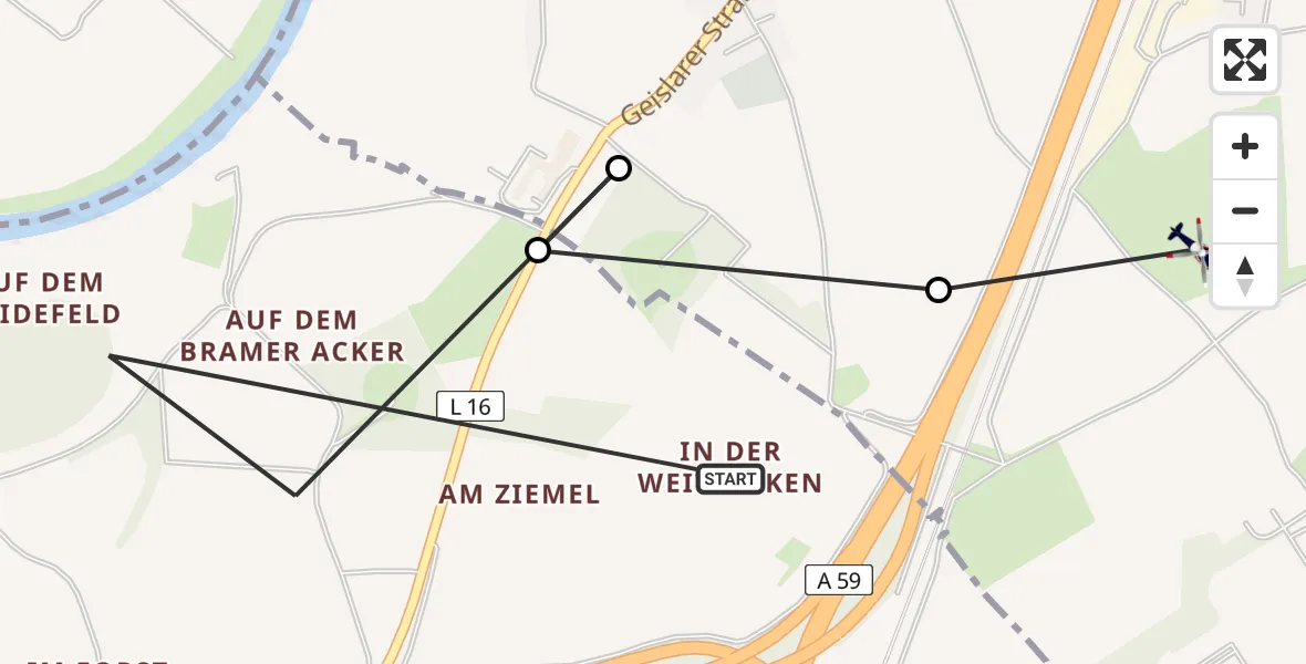 Flugroute Polizeihubschrauber Bonn - Sankt Augustin, 22 Juni 2026, 10:43