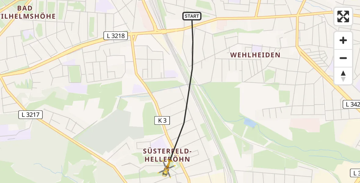 Flugroute Rettungshubschrauber Kassel - Kassel, 22 Juni 2026, 10:51