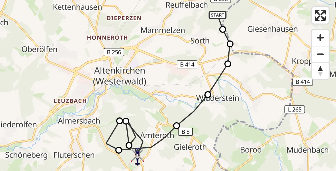 Flugroute Polizeihubschrauber Mammelzen - Oberwambach, 22 Juni 2026, 10:52